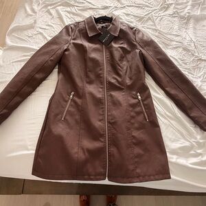 Baccini brown vegan leather coat